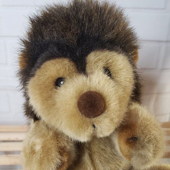 Vintage Gibson Greetings 90s Brown Hedgehog Plush Stuffed Animal Stuffie 8" Toy - Picture 1 of 10